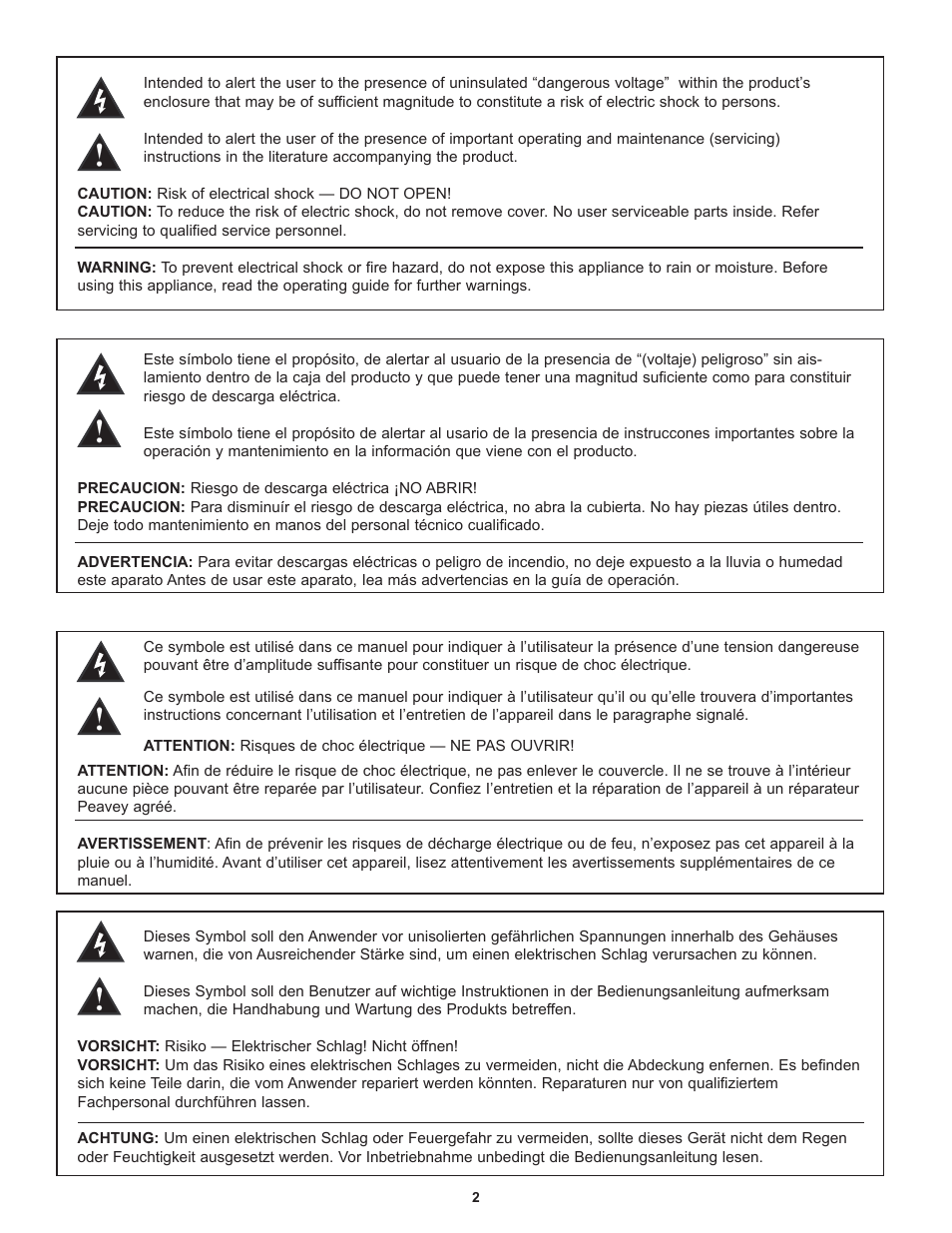 Peavey CA-A800B User Manual | Page 2 / 36