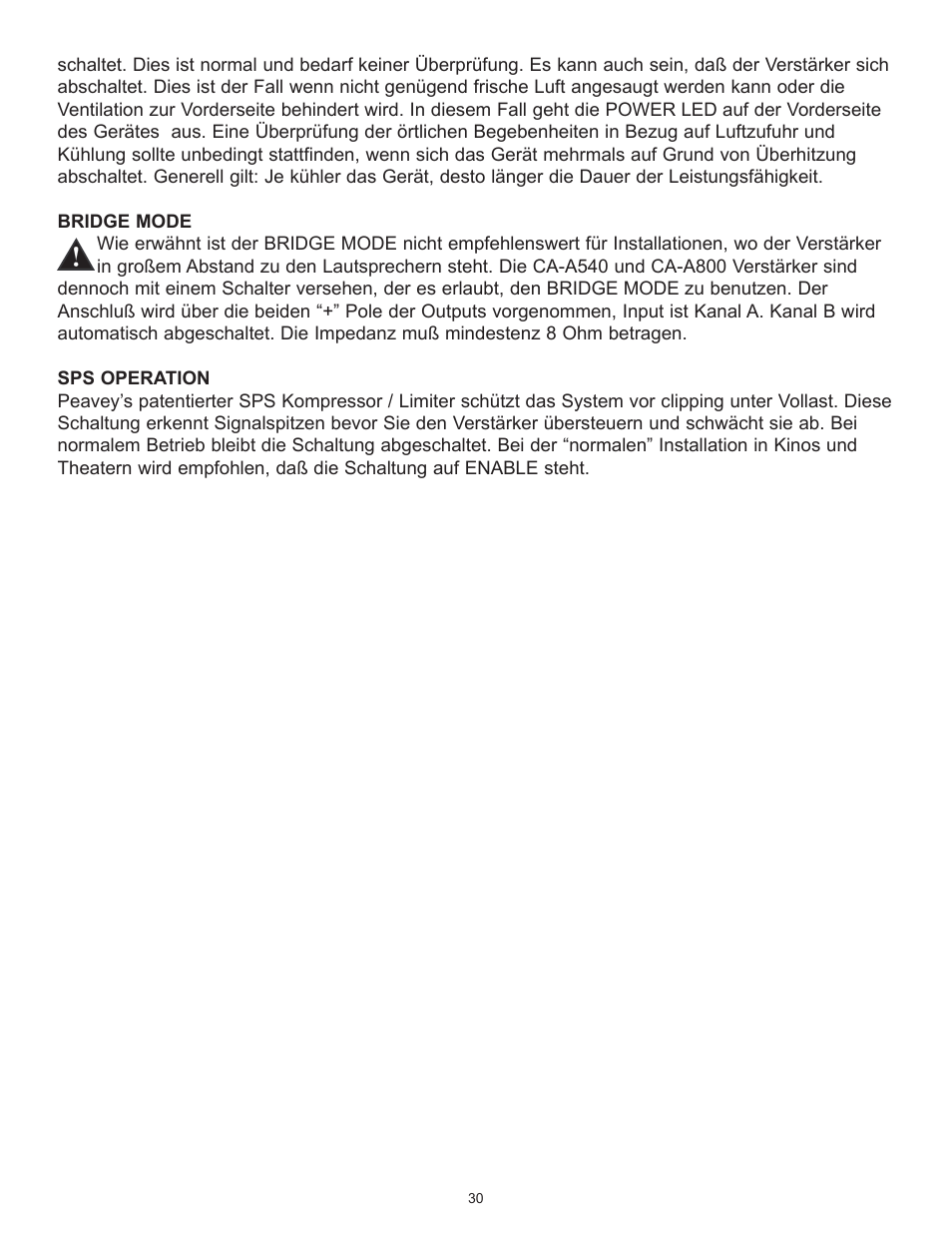 Peavey CA-A800B User Manual | Page 30 / 36