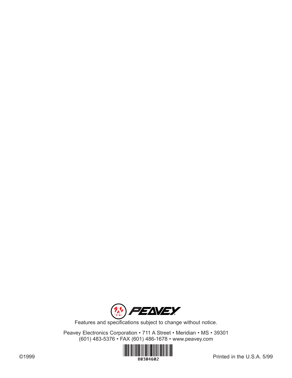 Peavey CA-A800B User Manual | Page 36 / 36