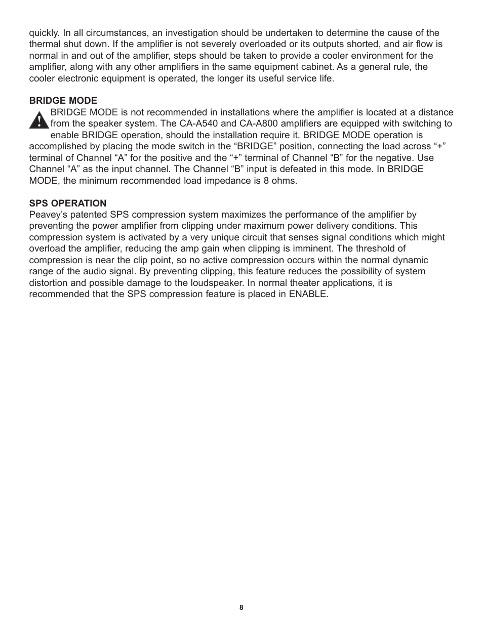Peavey CA-A800B User Manual | Page 8 / 36