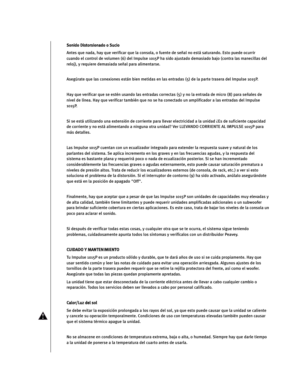 Peavey Impulse 1015P User Manual | Page 44 / 52