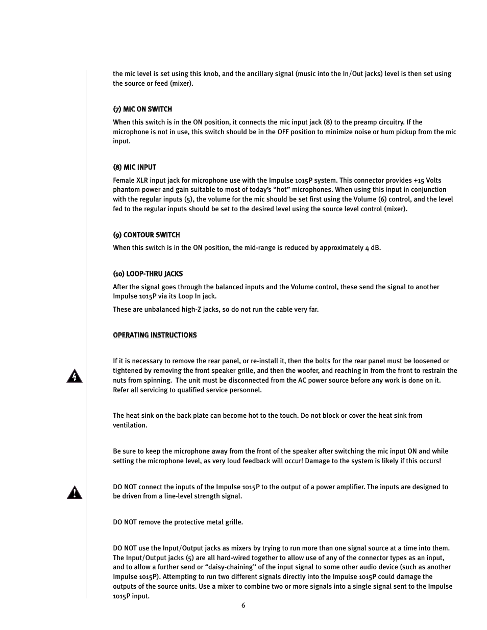 Peavey Impulse 1015P User Manual | Page 6 / 52