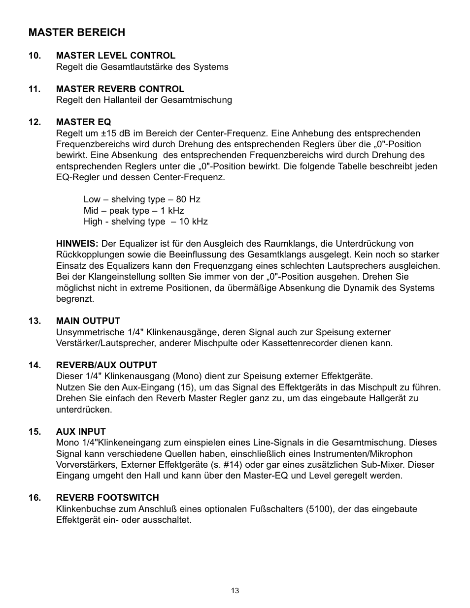 Peavey MP 400 User Manual | Page 13 / 28