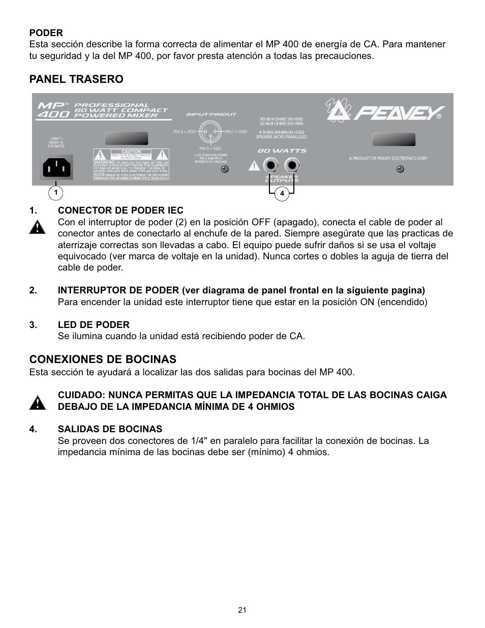 Peavey MP 400 User Manual | Page 21 / 28