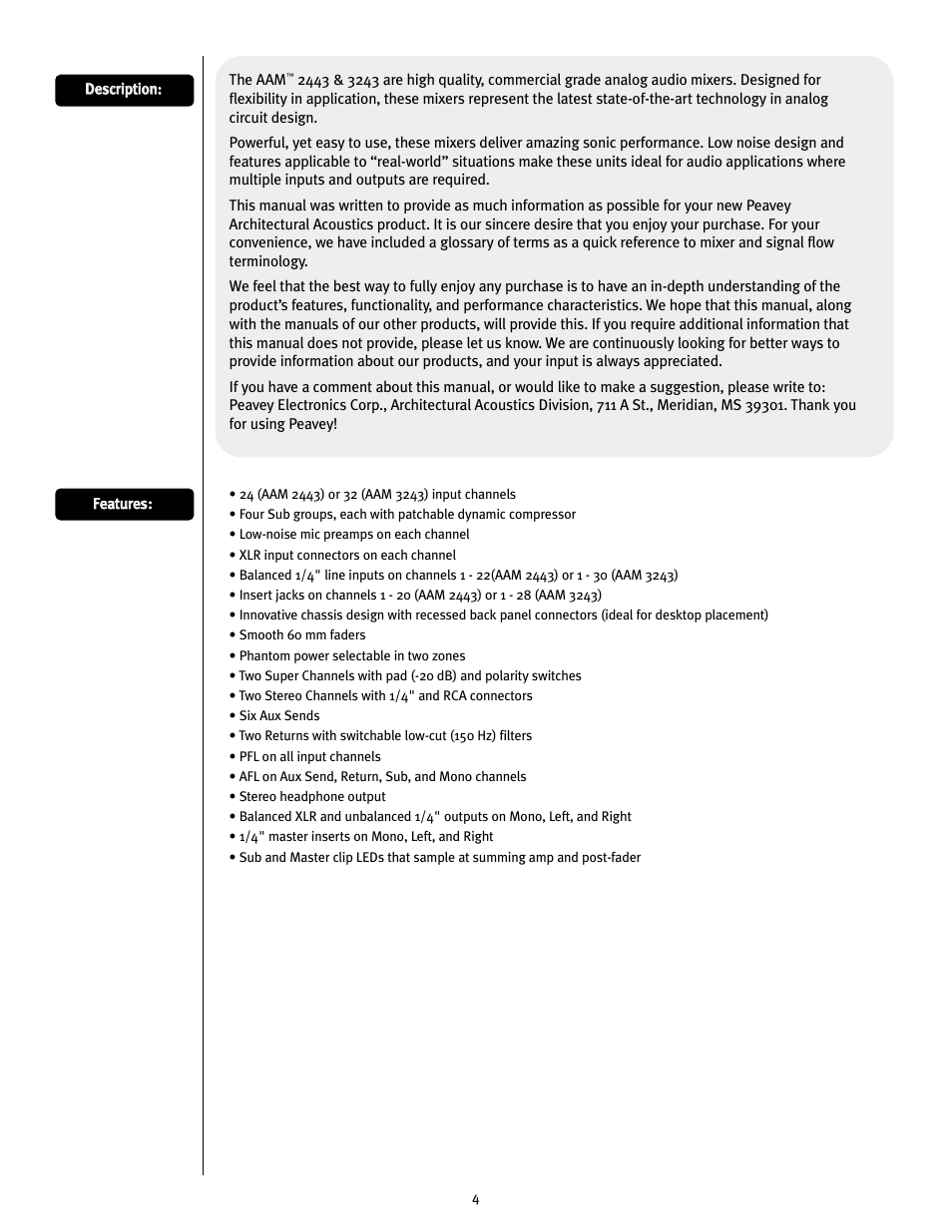 Peavey 2443/3243 User Manual | Page 4 / 20