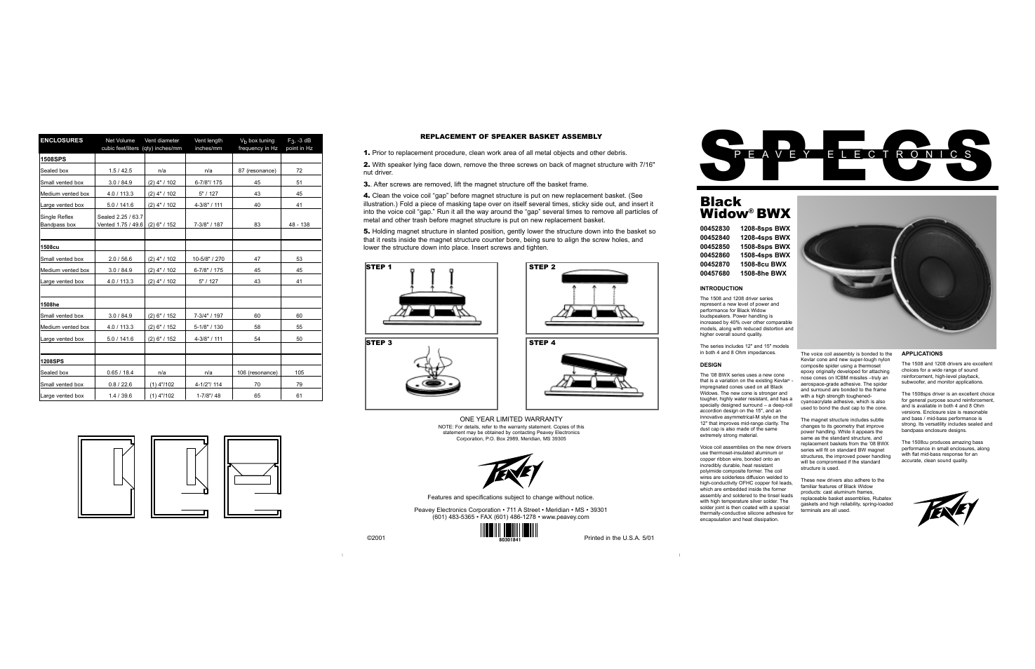 Peavey 1508-8sps BWX User Manual | 2 pages