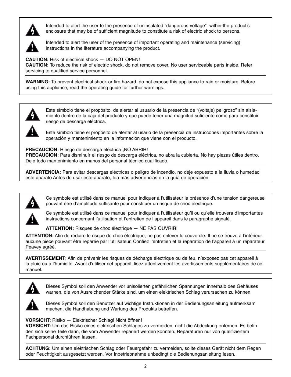 Peavey TRANSTUBE 110 EFX User Manual | Page 2 / 32