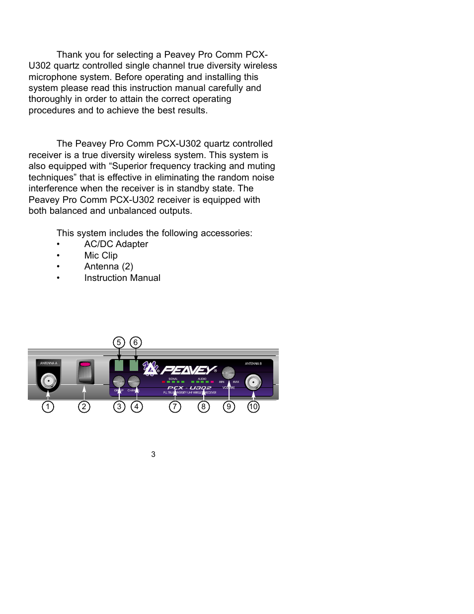 Peavey PCX-U302 User Manual | Page 3 / 28