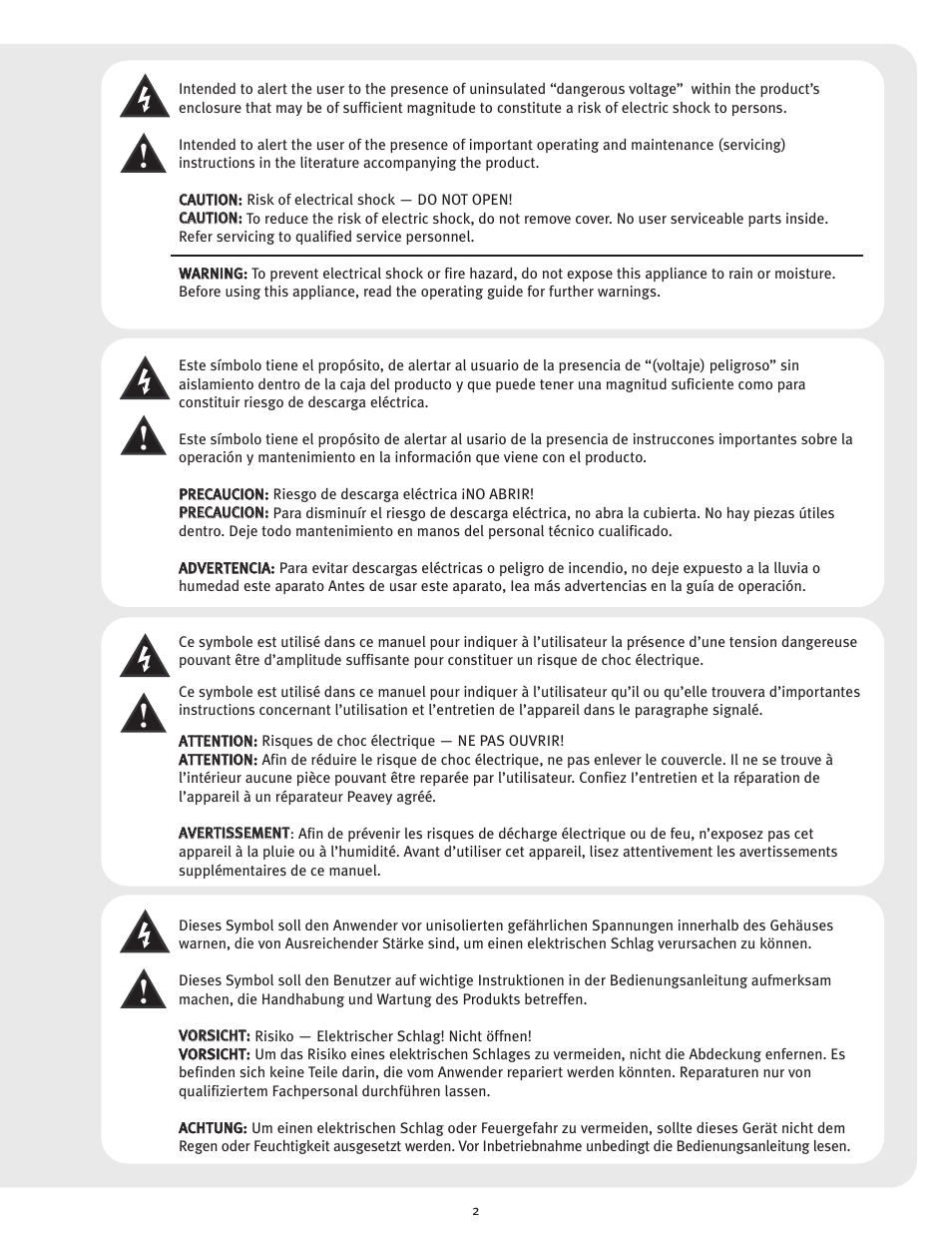 Peavey PV 10 User Manual | Page 2 / 36