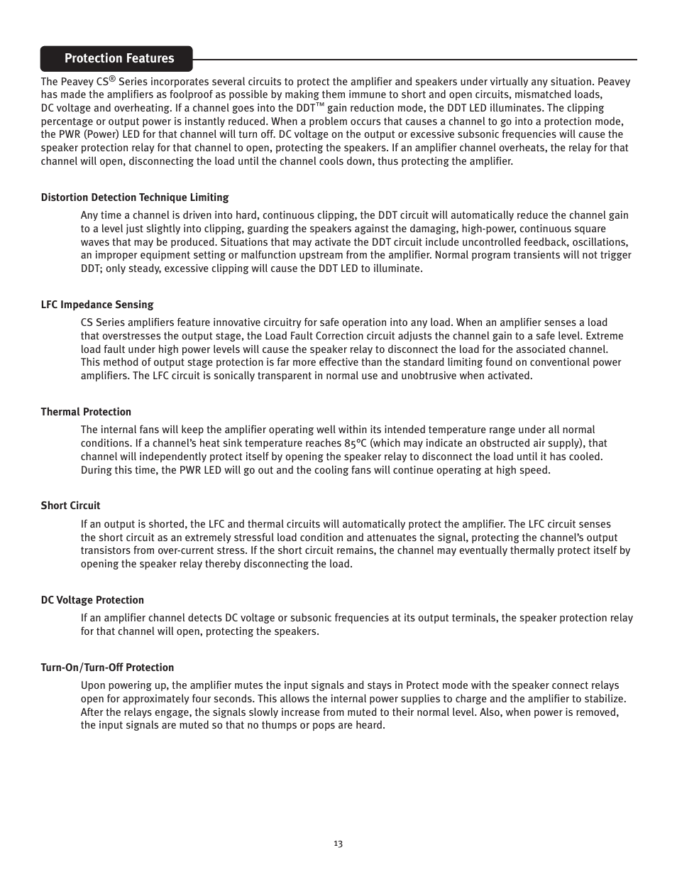 Peavey CS 3000 User Manual | Page 13 / 52