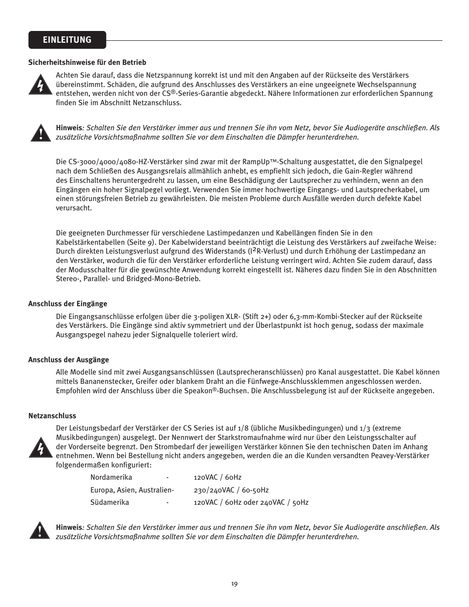 Peavey CS 3000 User Manual | Page 19 / 52