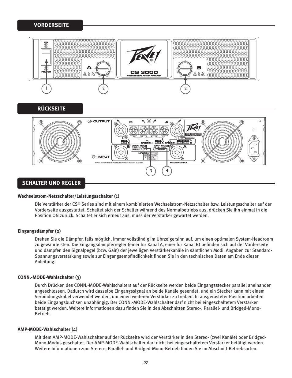 Peavey CS 3000 User Manual | Page 22 / 52