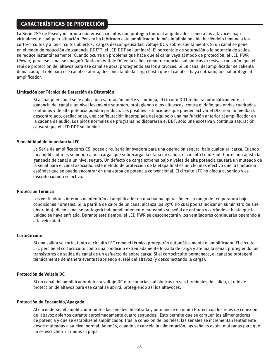 Peavey CS 3000 User Manual | Page 46 / 52