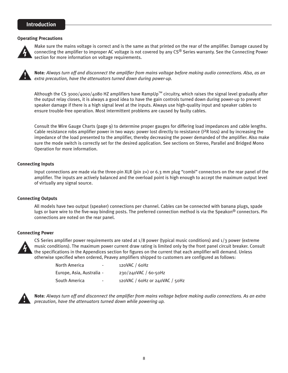 Peavey CS 3000 User Manual | Page 8 / 52