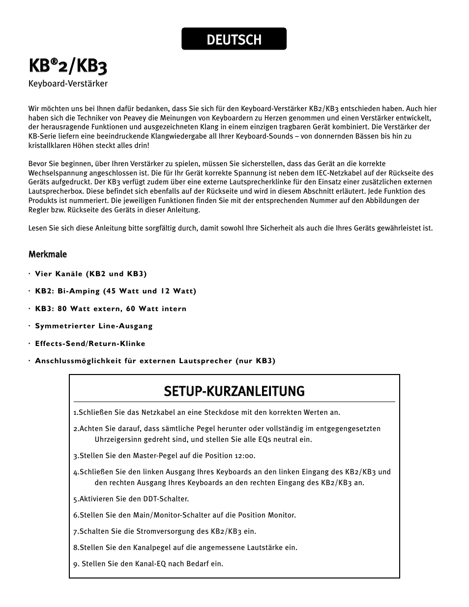 Kkb b, 22/ /k kb b3 3, Dde eu ut ts sc ch h | Peavey KB2 User Manual | Page 13 / 24