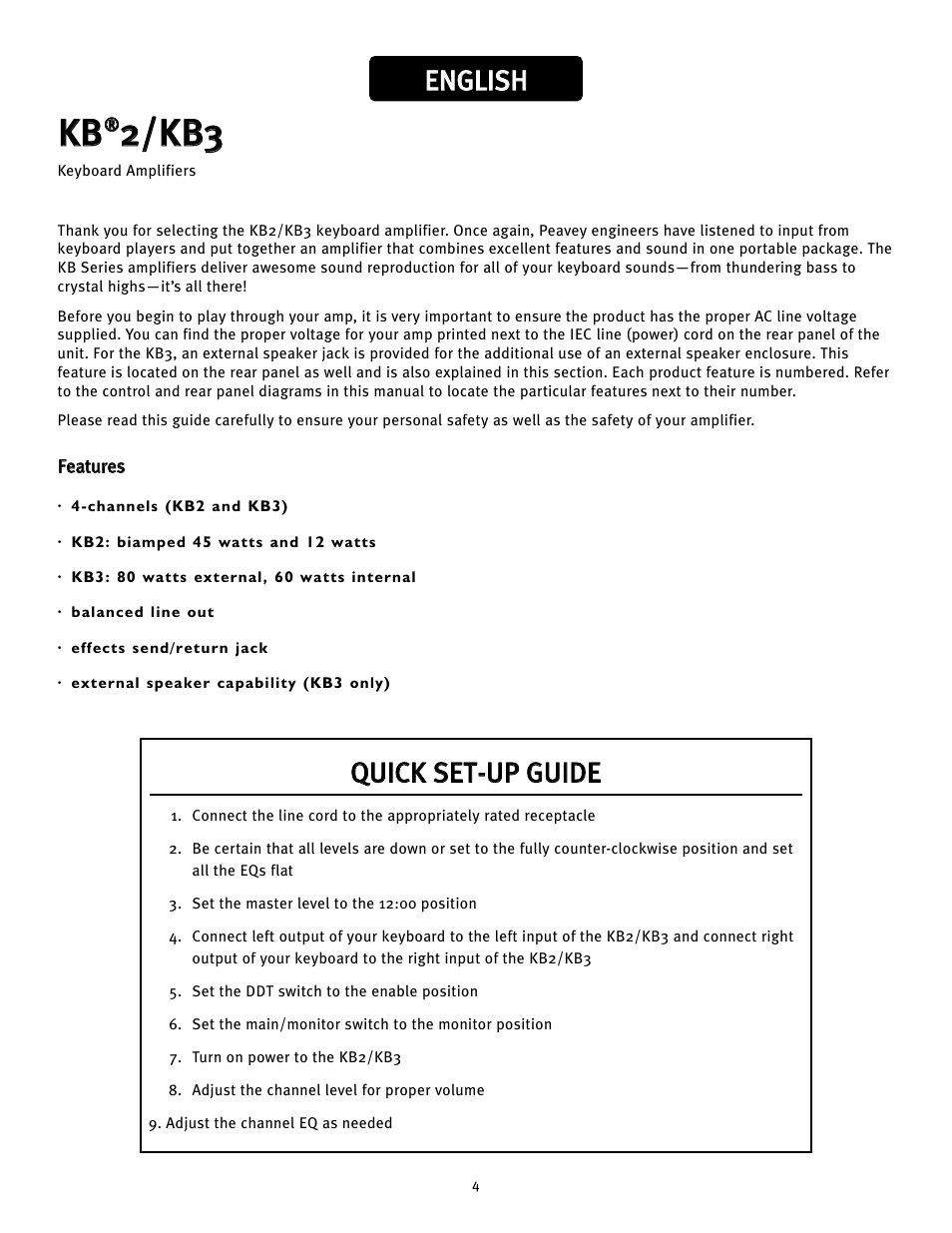 Kkb b, 22/ /k kb b3 3 | Peavey KB2 User Manual | Page 4 / 24