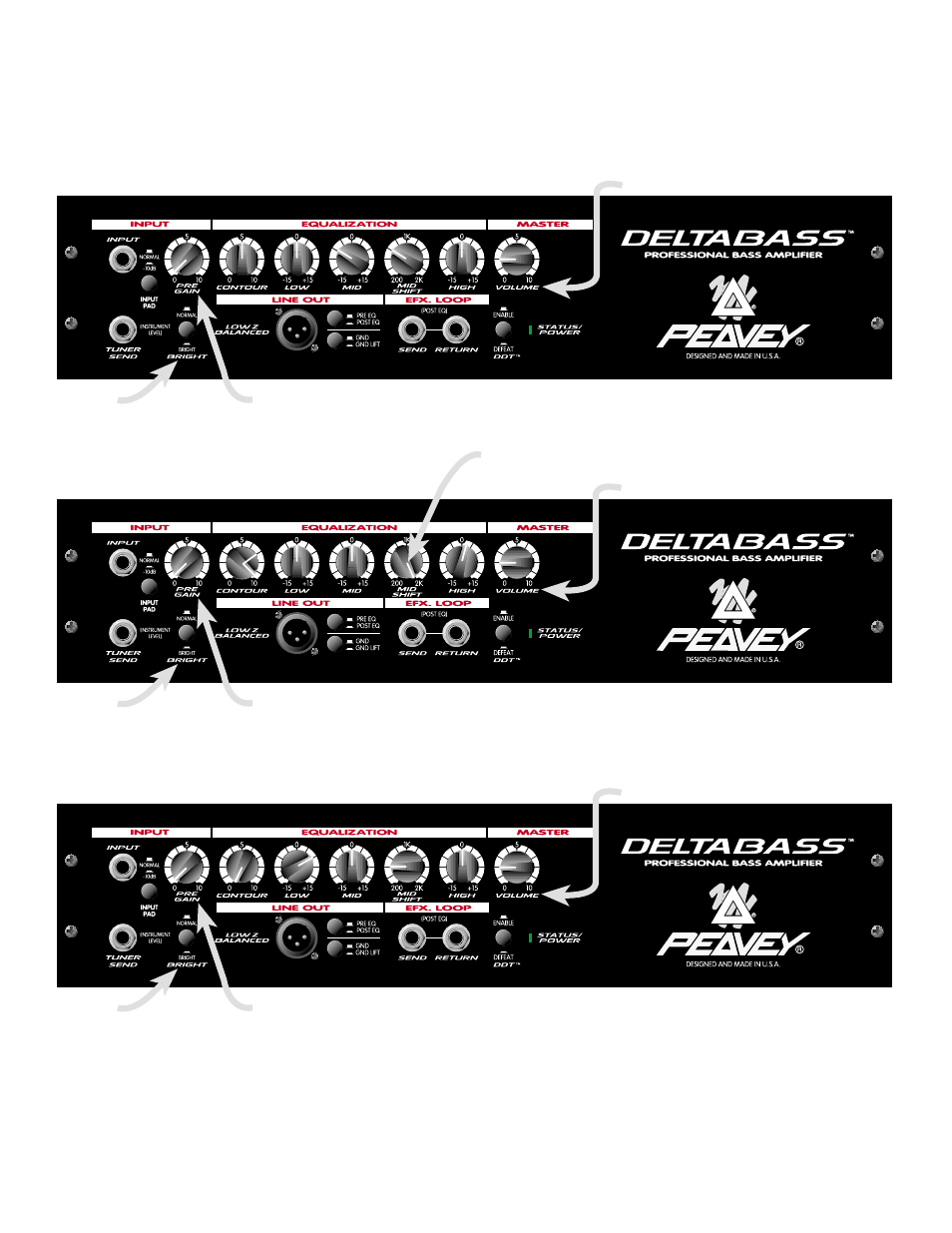 Deltabass, Recommended settings, Rock setting | Blues/country setting, Slap setting | Peavey Deltabass User Manual | Page 8 / 12