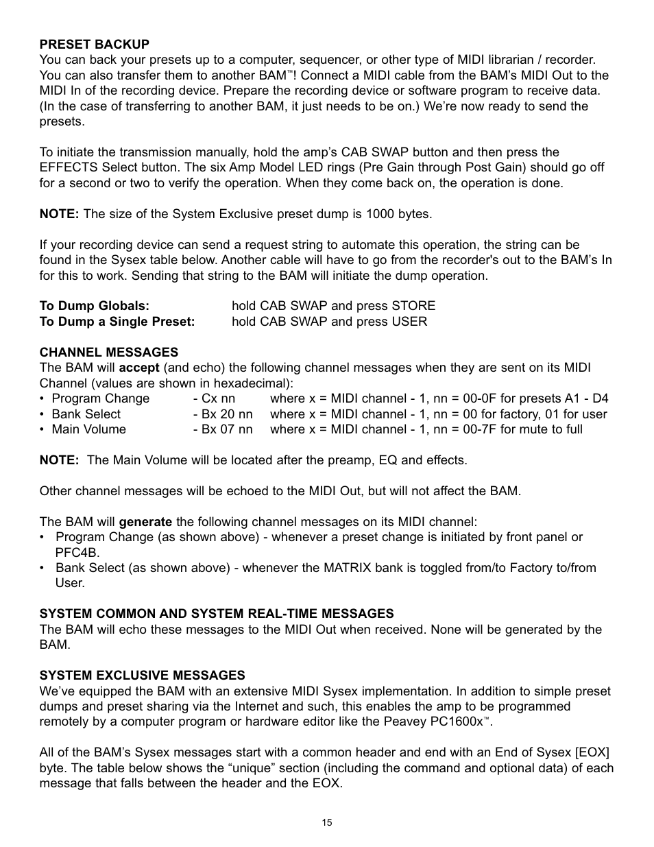 Peavey BAM 210 User Manual | Page 15 / 80