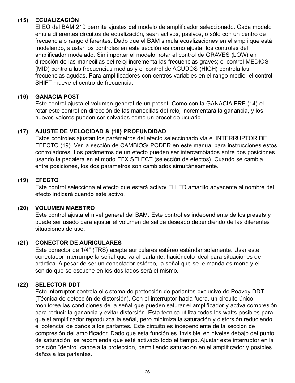 Peavey BAM 210 User Manual | Page 26 / 80