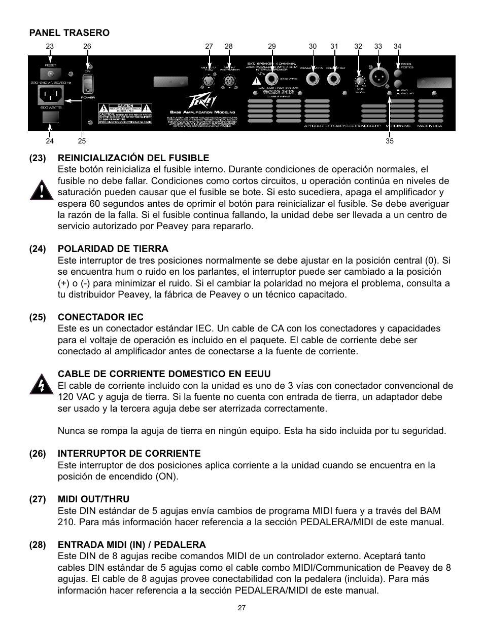 Peavey BAM 210 User Manual | Page 27 / 80