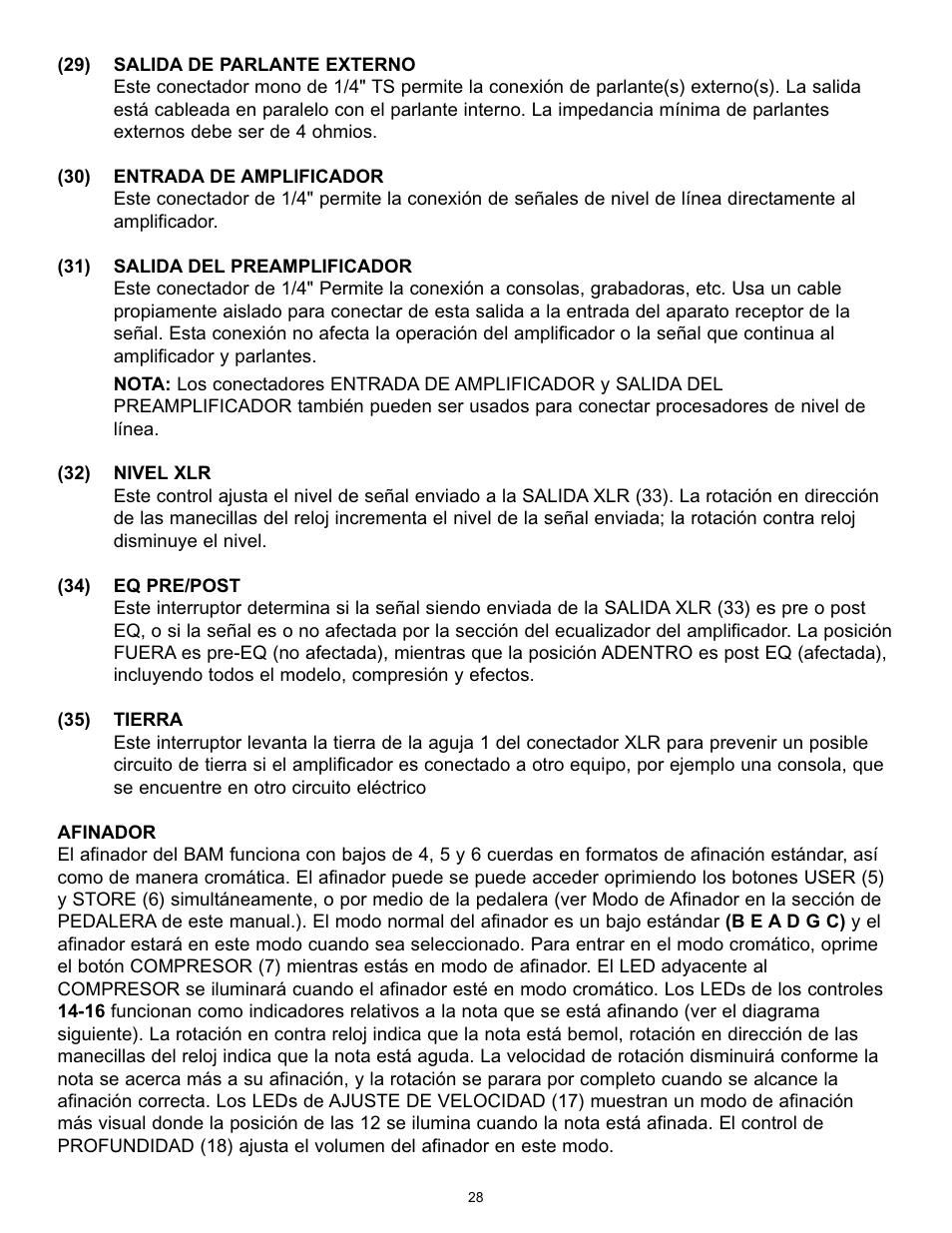 Peavey BAM 210 User Manual | Page 28 / 80