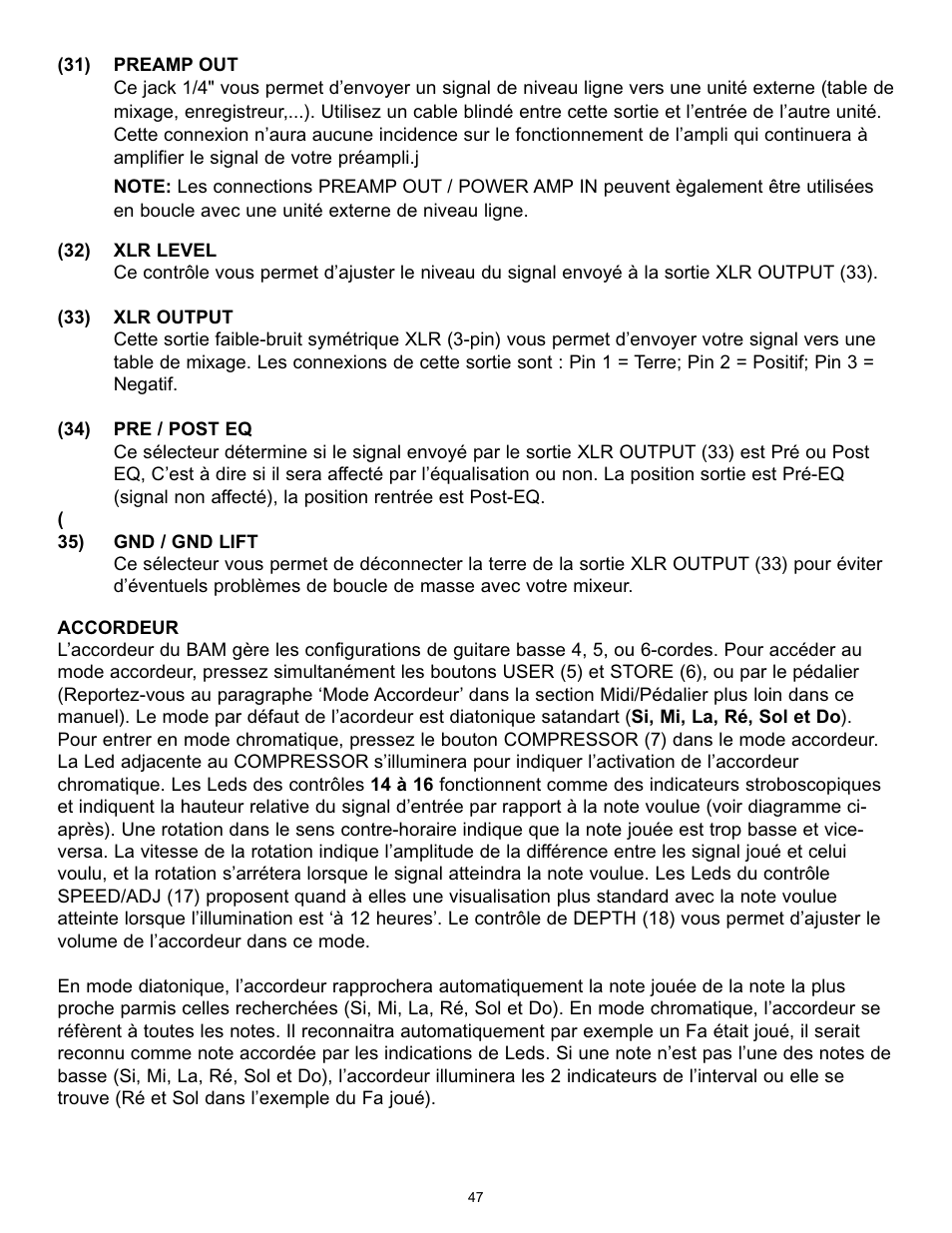 Peavey BAM 210 User Manual | Page 47 / 80