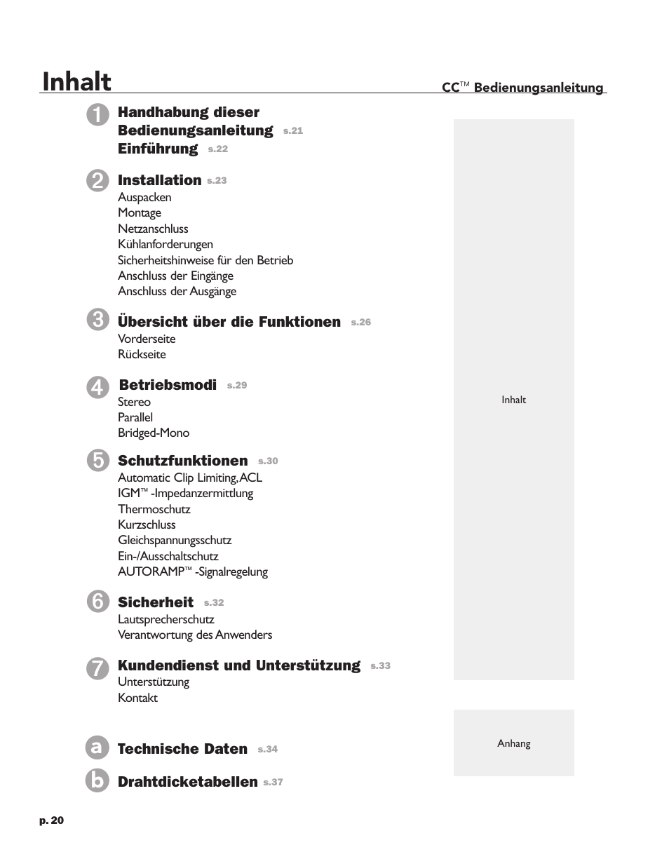 Inhalt | Peavey CC 2800 User Manual | Page 27 / 84