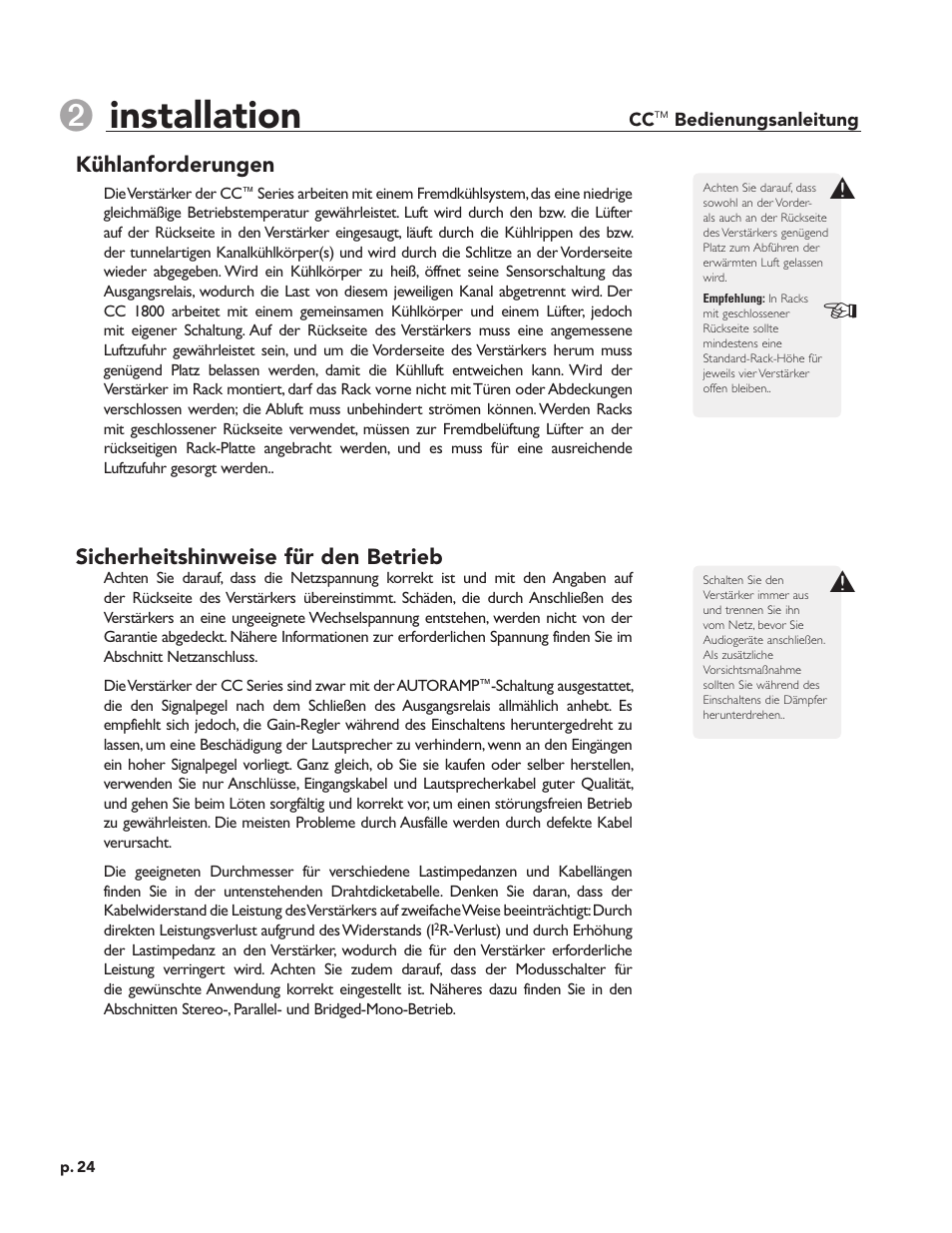 Installation | Peavey CC 2800 User Manual | Page 31 / 84
