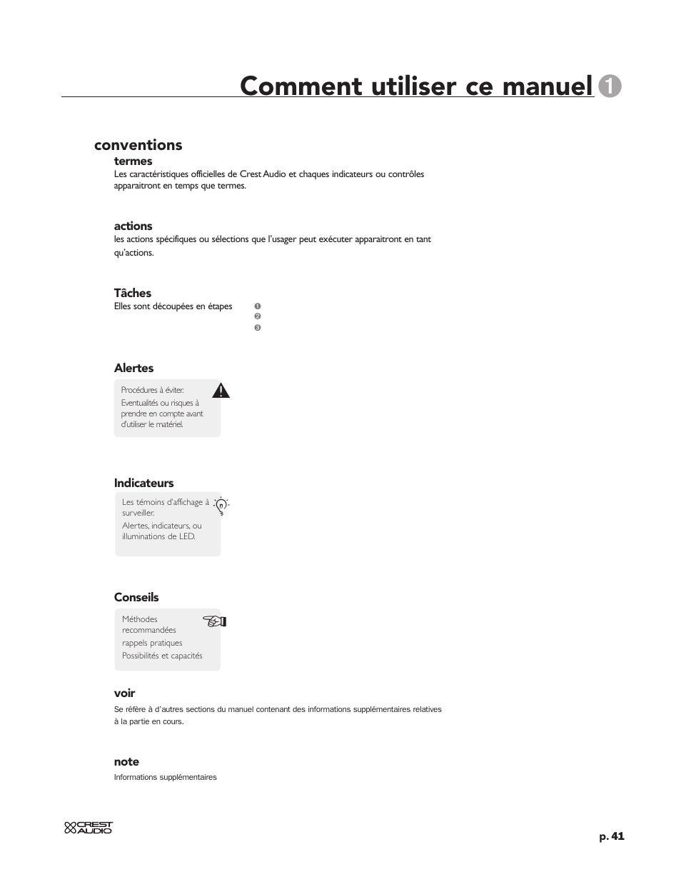 Comment utiliser ce manuel | Peavey CC 2800 User Manual | Page 48 / 84