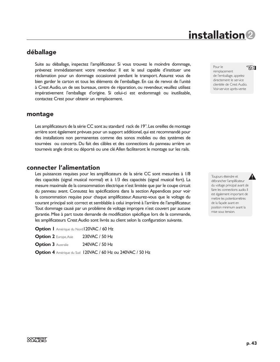 Installation | Peavey CC 2800 User Manual | Page 50 / 84