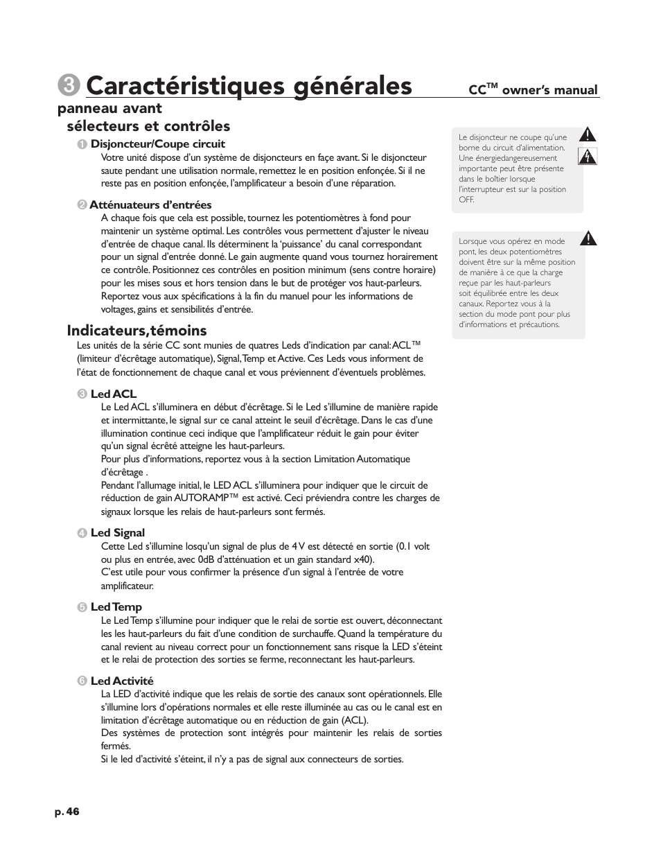 Caractéristiques générales | Peavey CC 2800 User Manual | Page 53 / 84