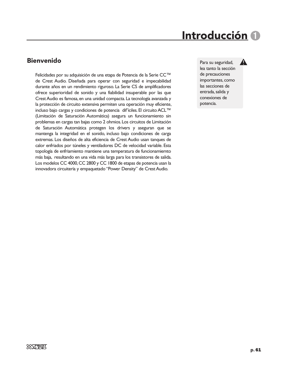 Introducción | Peavey CC 2800 User Manual | Page 68 / 84