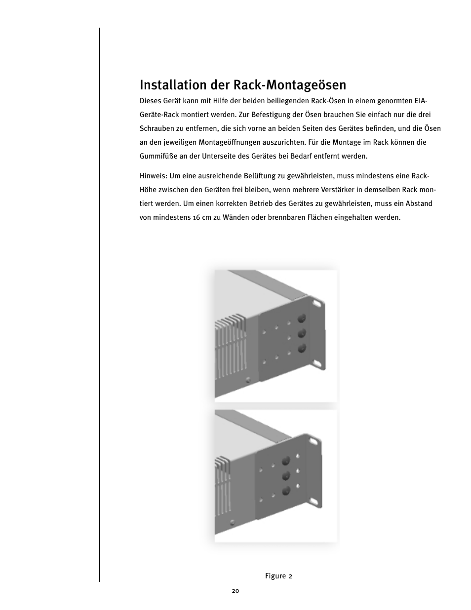 Installation der rack-montageösen | Peavey MMA8352 User Manual | Page 20 / 48