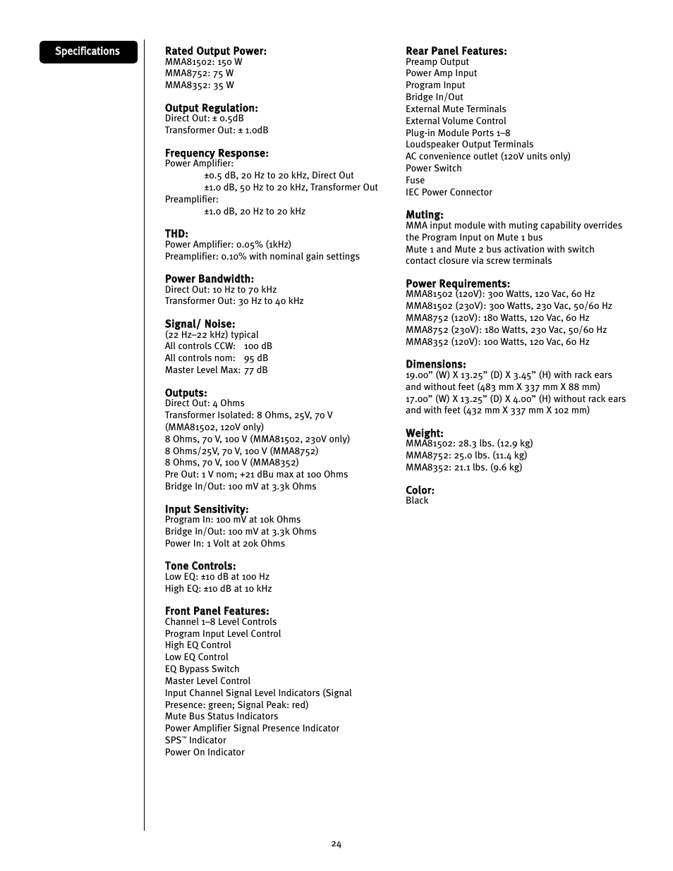 Peavey MMA8352 User Manual | Page 24 / 48