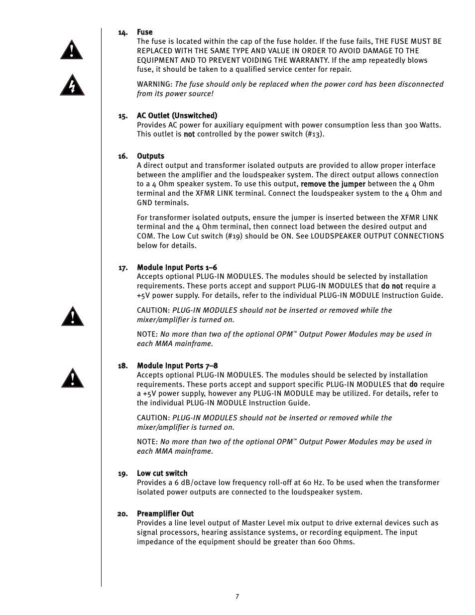 Peavey MMA8352 User Manual | Page 7 / 48