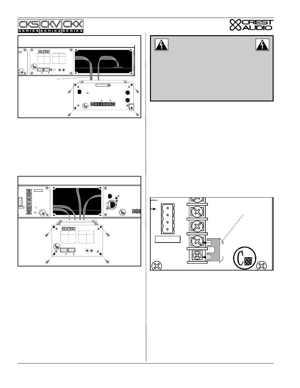 Signal ground lift jumper, Com out, Model cc-stl | Network module installation diagram, Input module replacement diagram - nc-ipn | Peavey CKS Series User Manual | Page 10 / 20