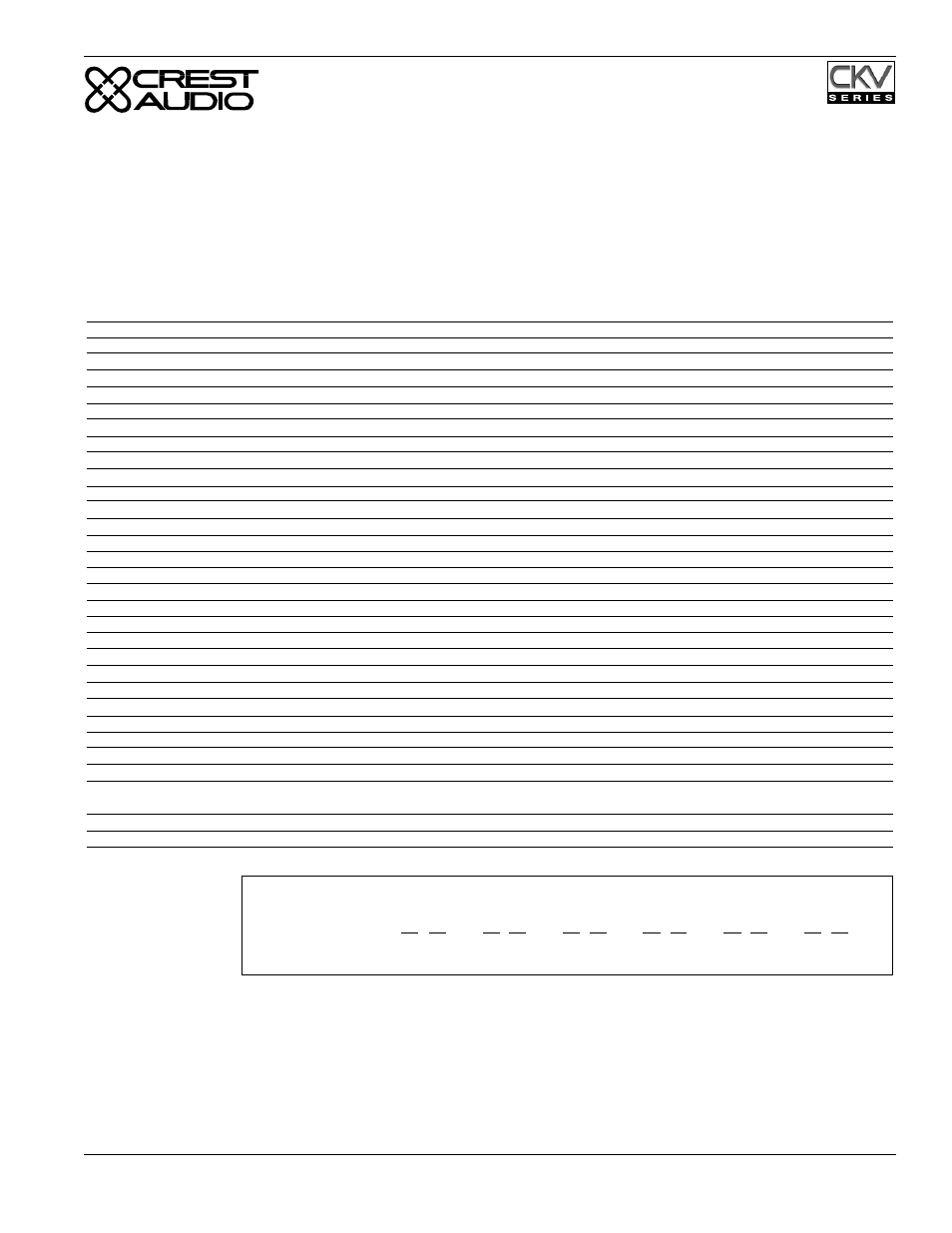 Appendix b - ckv series specifications | Peavey CKS Series User Manual | Page 15 / 20