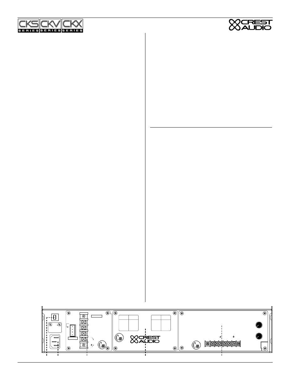 Rear panel, Operation, Page 4 crest audio ck power processing amplifiers | Rear view | Peavey CKS Series User Manual | Page 6 / 20
