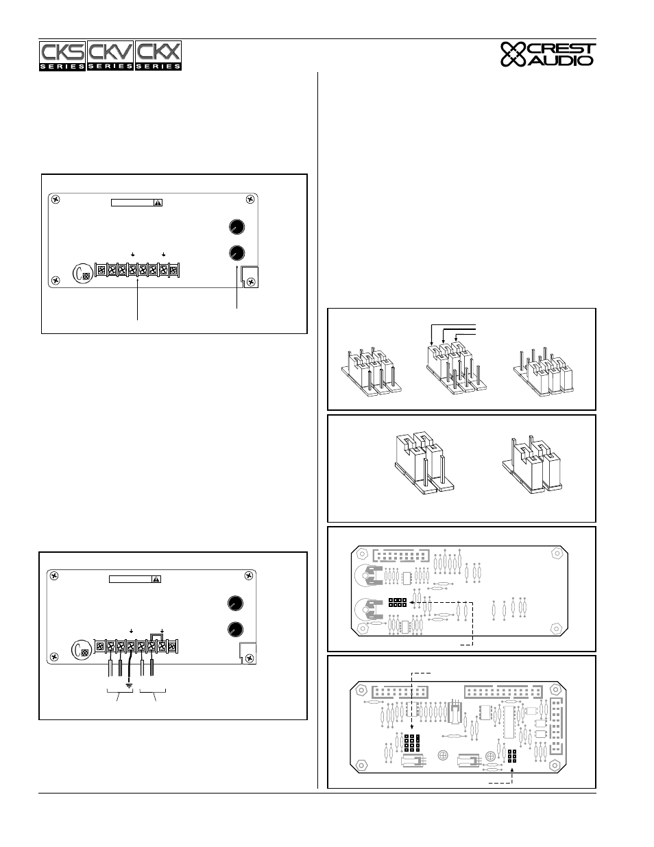 Input bay, Input module jumpers, Page 6 crest audio ck power processing amplifiers | Input barrier strip, Input level attenuators, Input gain/sensitivity jumpers | Peavey CKS Series User Manual | Page 8 / 20