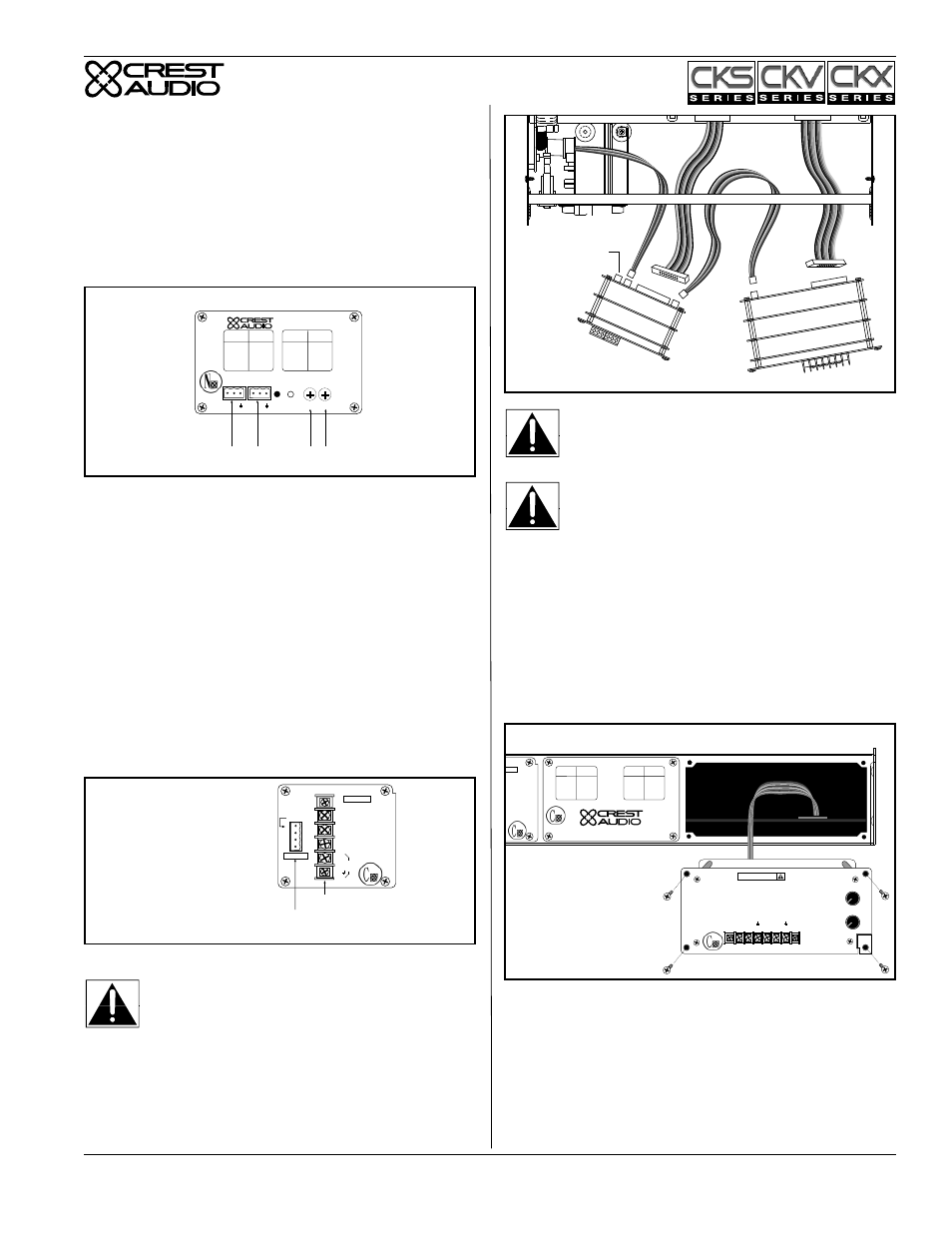 Network bay, Power/output bay, Module removal | Crest audio ck power processing amplifiers page 7 | Peavey CKS Series User Manual | Page 9 / 20
