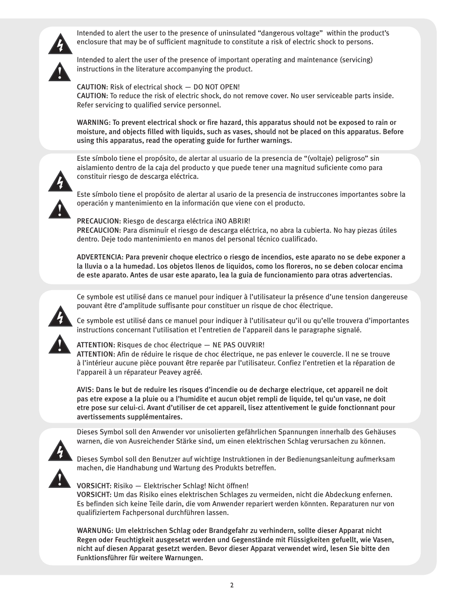 Peavey MESSENGER M100 User Manual | Page 2 / 40