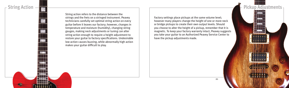 String action pickup adjustments | Peavey 141211105 User Manual | Page 11 / 17