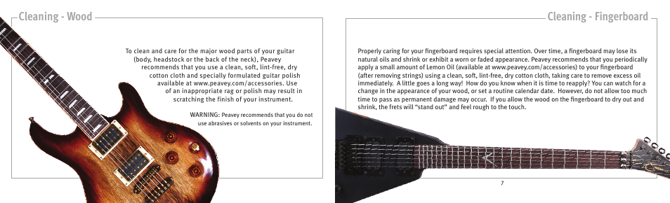 Cleaning - wood cleaning - fingerboard | Peavey 141211105 User Manual | Page 4 / 17