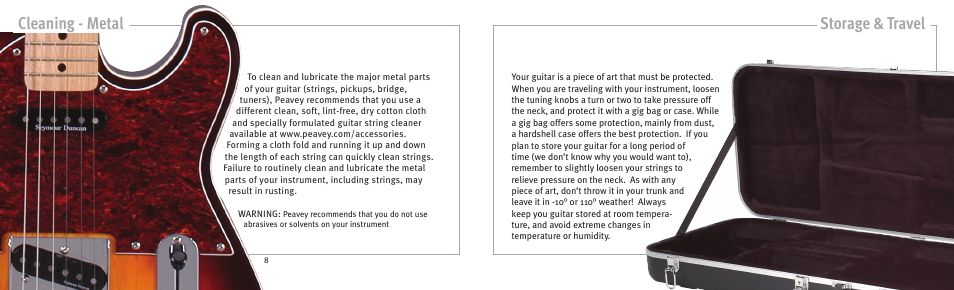 Cleaning - metal, Storage & travel | Peavey 141211105 User Manual | Page 5 / 17