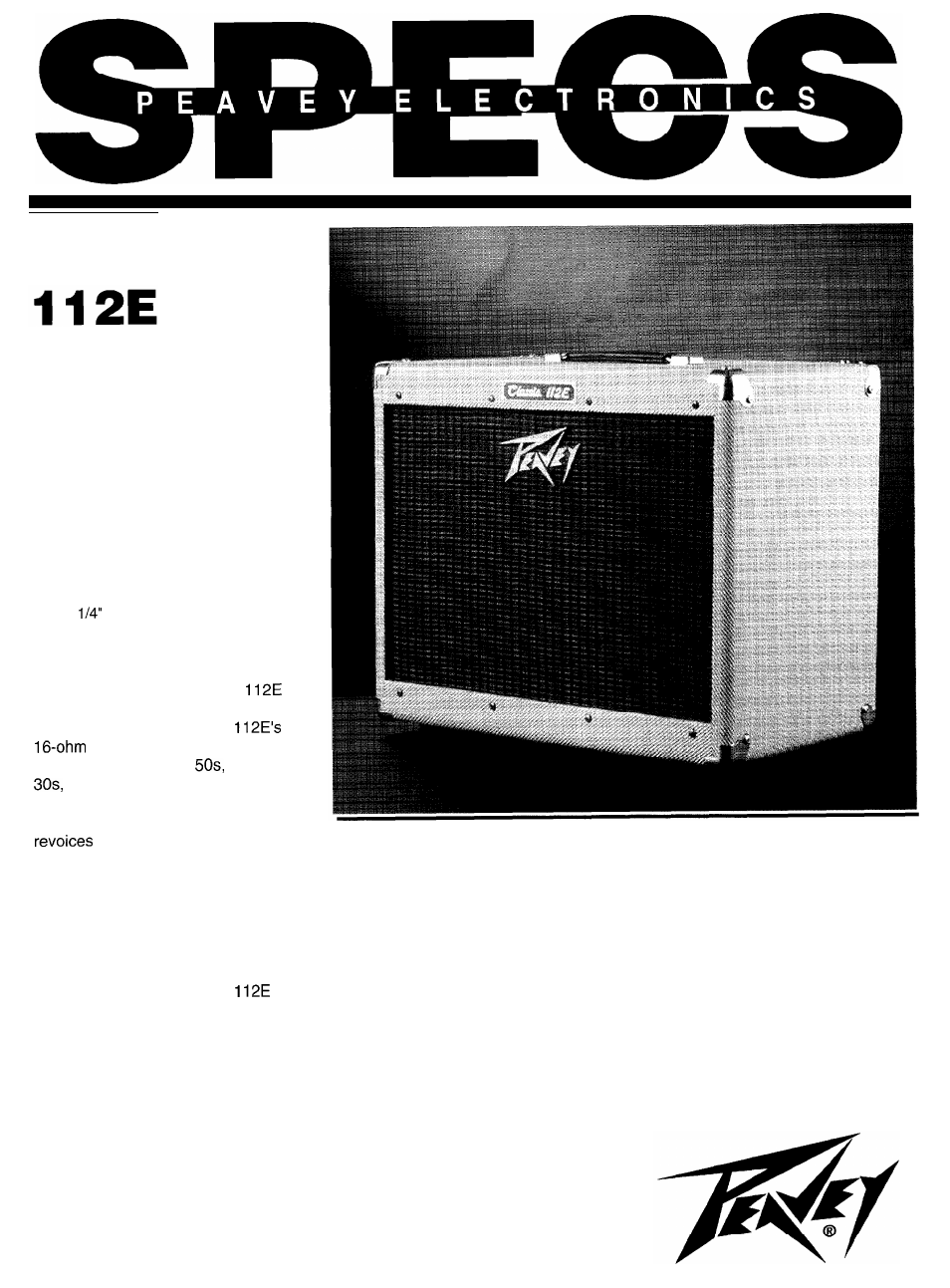 Peavey Classic 112E User Manual | 1 page