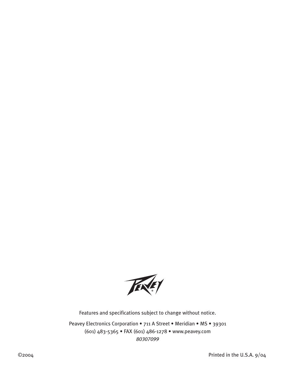 Peavey 18S User Manual | Page 8 / 8