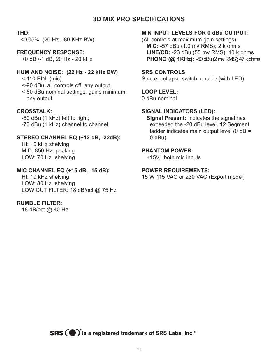 Peavey 3D Mix Pro User Manual | Page 11 / 48