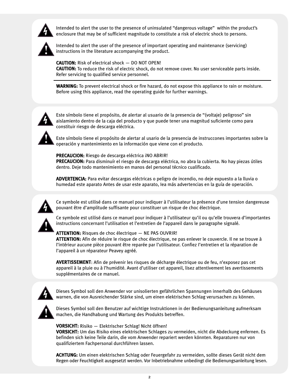 Peavey Impulse 100P User Manual | Page 2 / 15