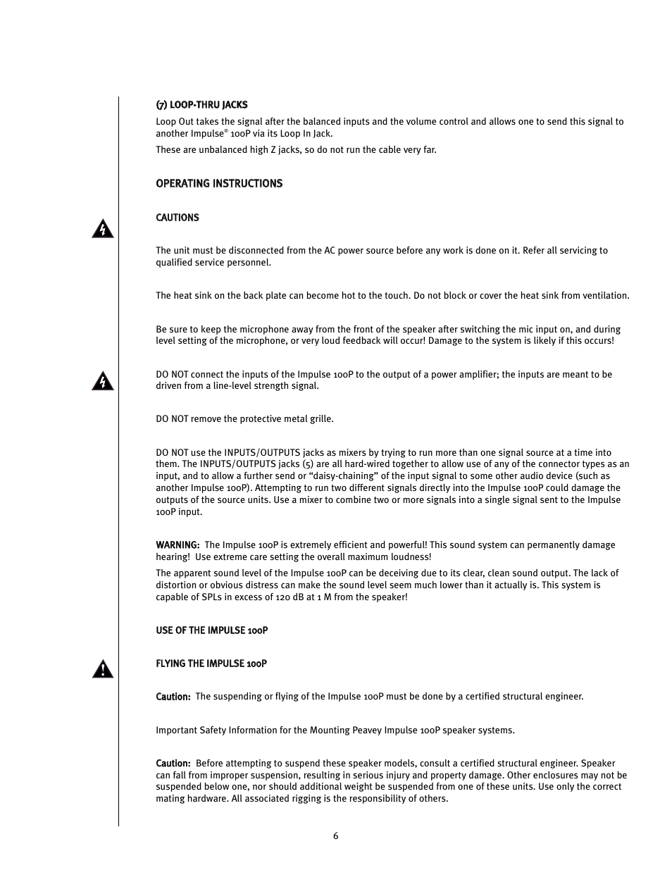 Peavey Impulse 100P User Manual | Page 6 / 15