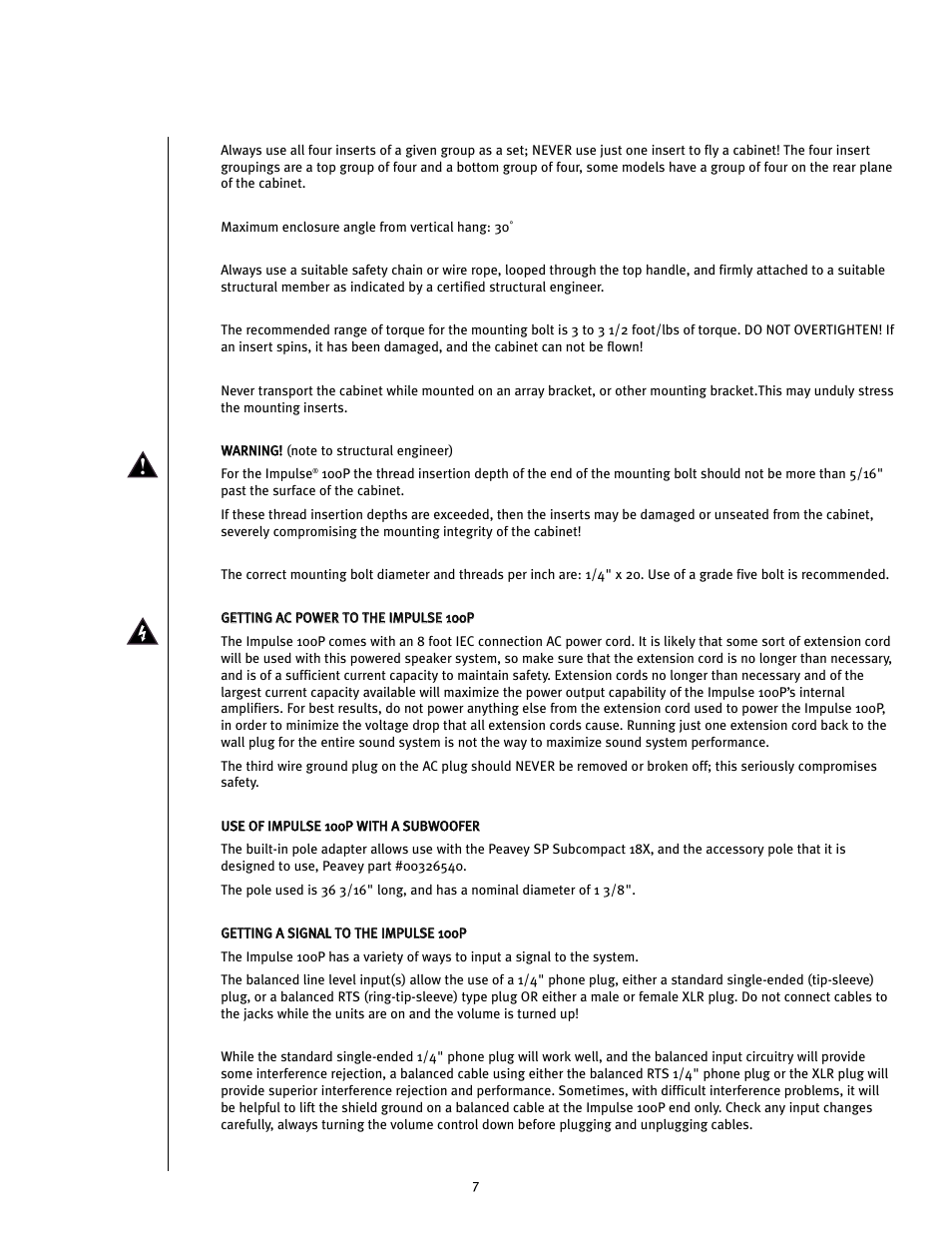 Peavey Impulse 100P User Manual | Page 7 / 15